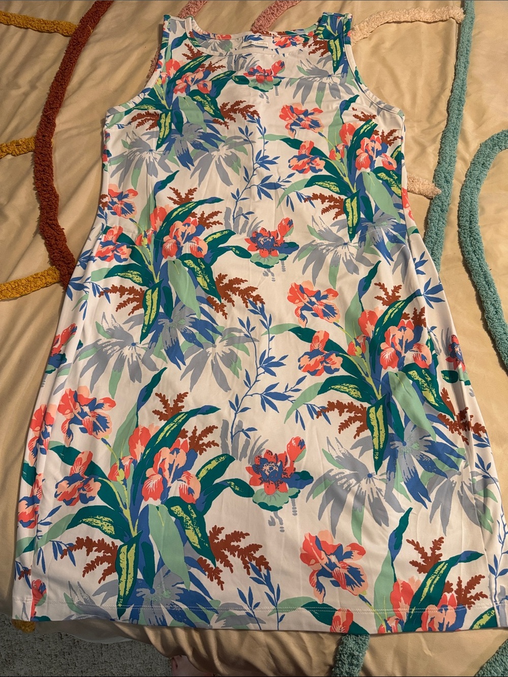 Columbia Floral Sun Dress in White with Tropical Print - Picture 2 of 8